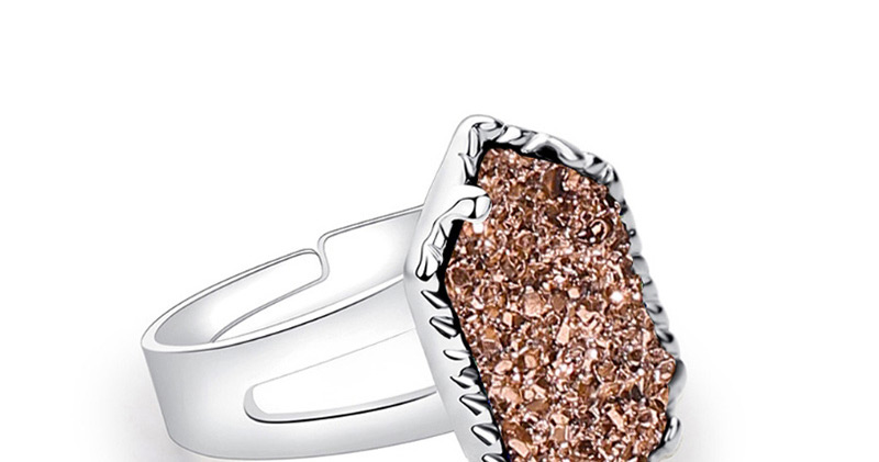 Fashion Silver + Brown Cluster Alloy Crystal Cluster Diamond Ring,Fashion Rings