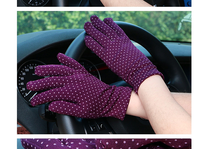 Fashion Red Dotted Brushed Sunscreen Full Finger Gloves,Full Finger Gloves