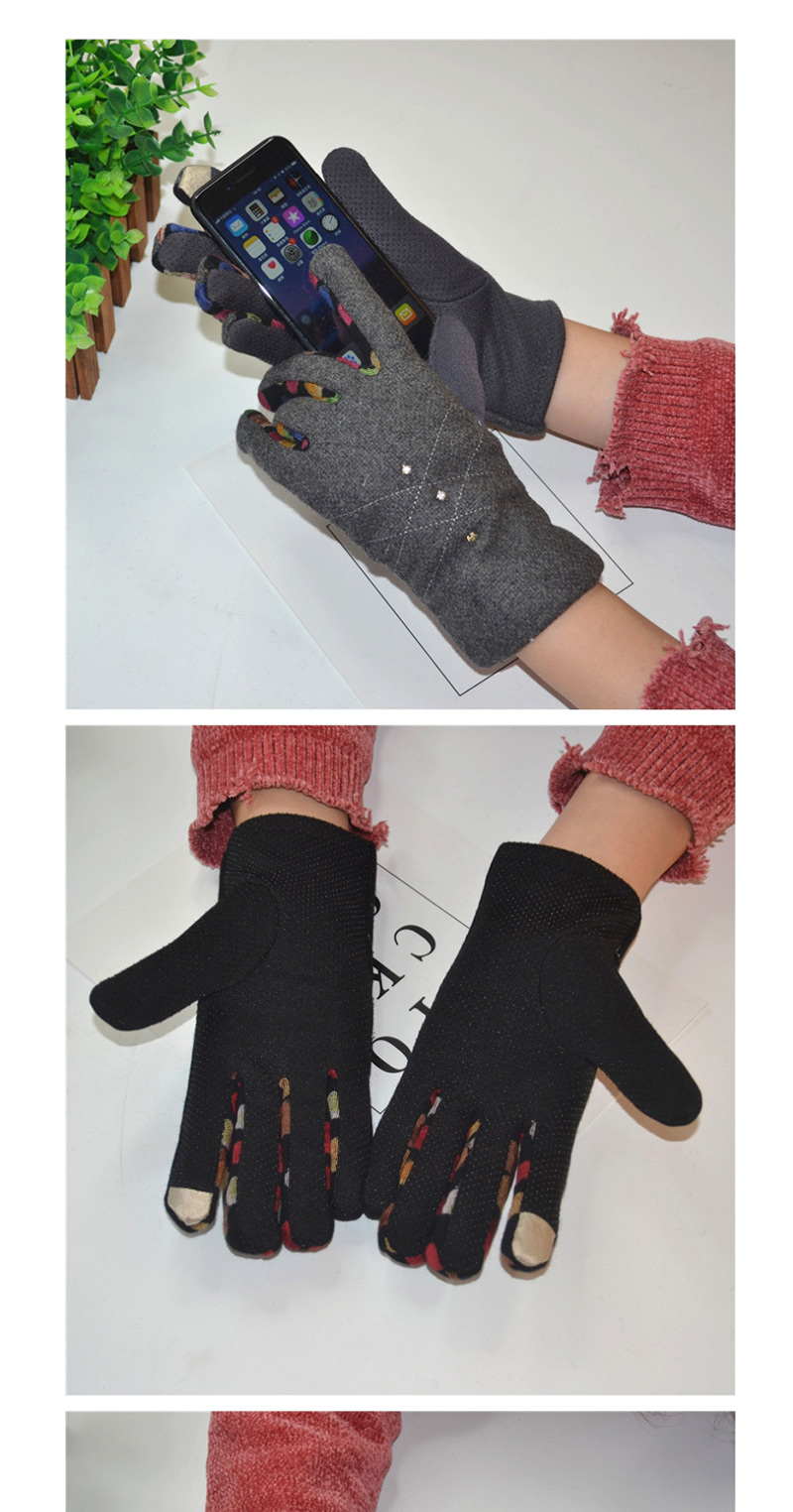 Fashion Gray Dispensing Non-slip Touch Screen Plus Velvet Gloves,Full Finger Gloves