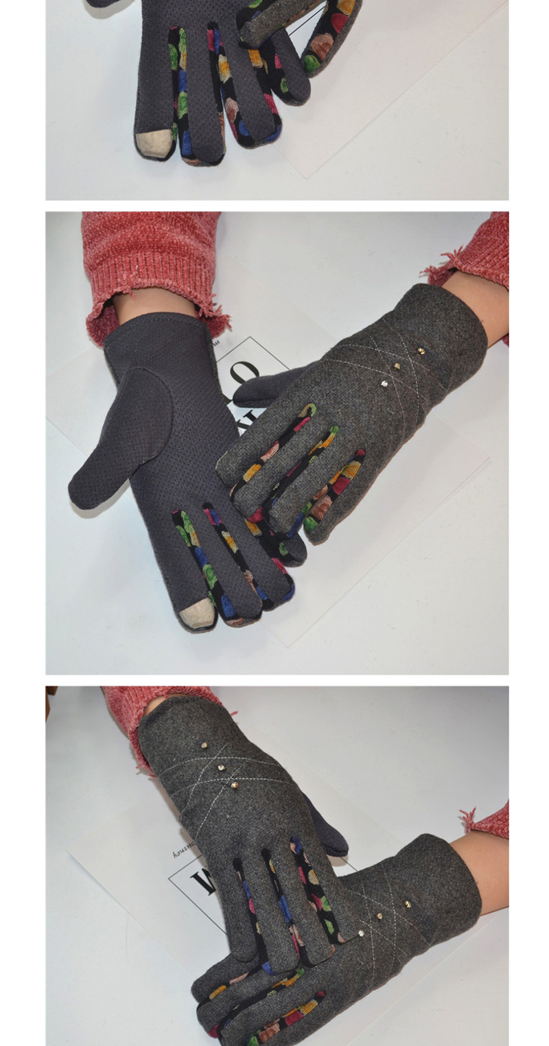 Fashion Red Wine Dispensing Non-slip Touch Screen Plus Velvet Gloves,Full Finger Gloves