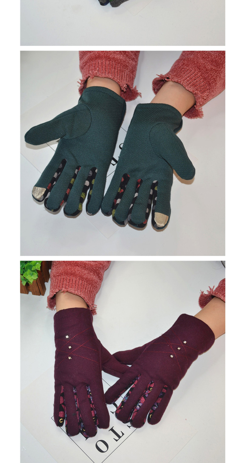 Fashion Red Wine Dispensing Non-slip Touch Screen Plus Velvet Gloves,Full Finger Gloves