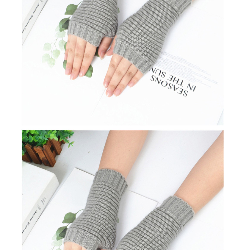 Fashion Khaki Pure Color Gloves,Fingerless Gloves