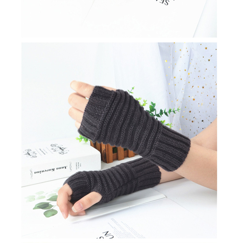 Fashion Dark Gray Pure Color Gloves,Fingerless Gloves