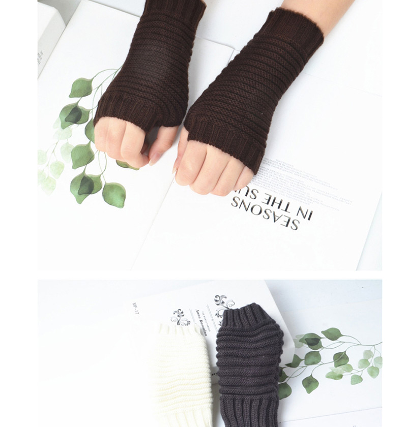 Fashion Brown Pure Color Gloves,Fingerless Gloves