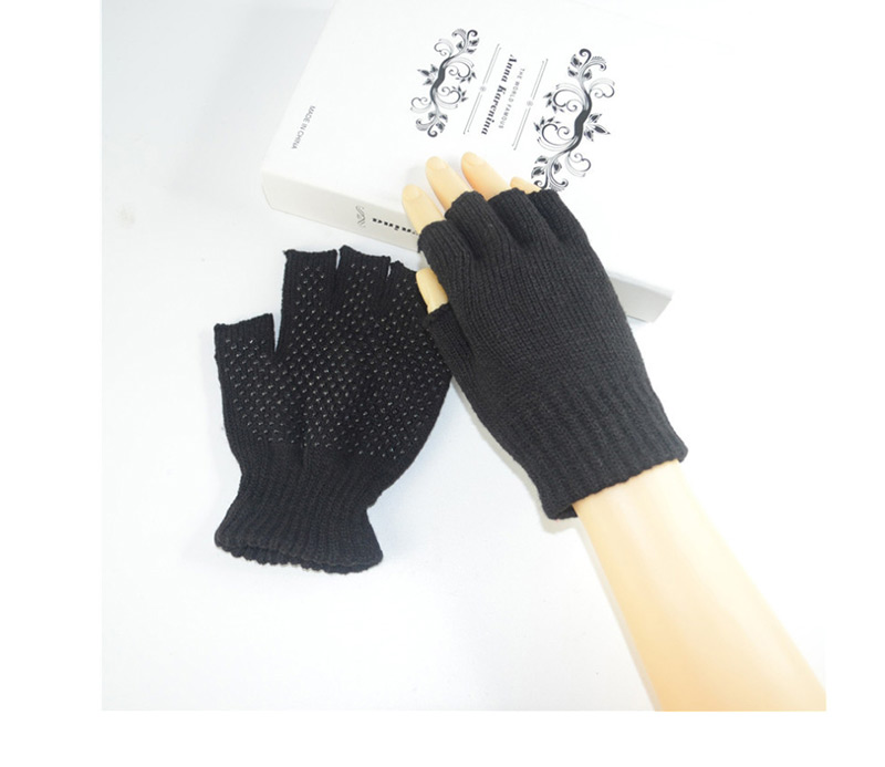 Fashion Black Half Finger Glue Non-slip Acrylic Touch Screen Gloves,Full Finger Gloves
