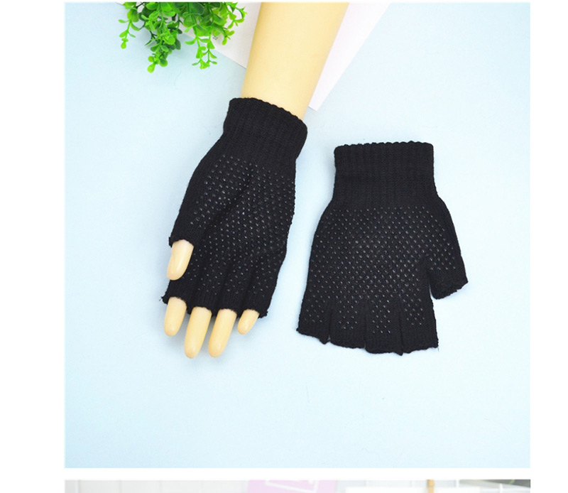 Fashion Black Half Finger Glue Non-slip Acrylic Touch Screen Gloves,Full Finger Gloves