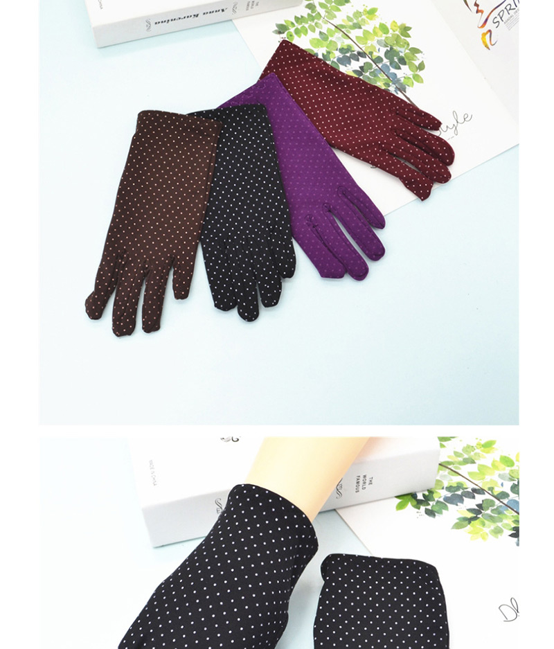 Fashion Black Short Spandex Stretch Dot Brushed Gloves,Full Finger Gloves