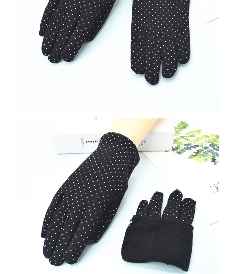 Fashion Red Wine Short Spandex Stretch Dot Brushed Gloves,Full Finger Gloves