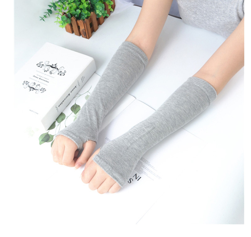 Fashion Pure White Knitting Half Finger Polyester Cotton Thin Arm Sleeve,Fingerless Gloves