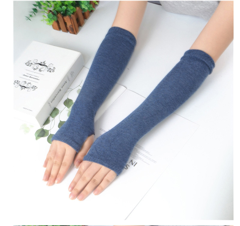 Fashion Light Gray Knitting Half Finger Polyester Cotton Thin Arm Sleeve,Fingerless Gloves