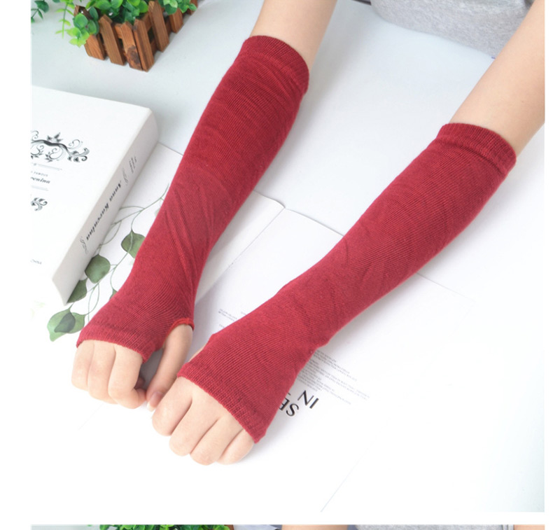 Fashion Rose Red Knitting Half Finger Polyester Cotton Thin Arm Sleeve,Fingerless Gloves