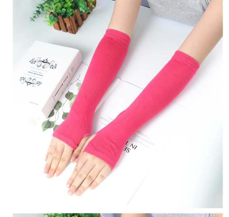 Fashion Light Gray Knitting Half Finger Polyester Cotton Thin Arm Sleeve,Fingerless Gloves