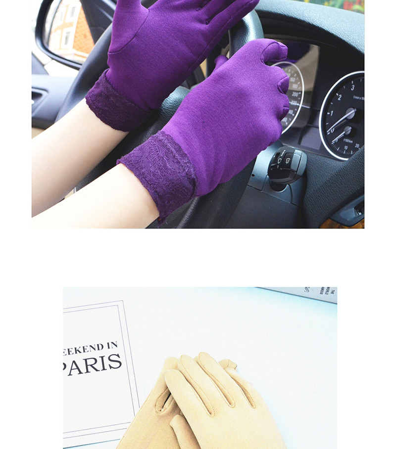 Fashion Purple Wide-brimmed Lace-brushed Five-finger Gloves,Full Finger Gloves