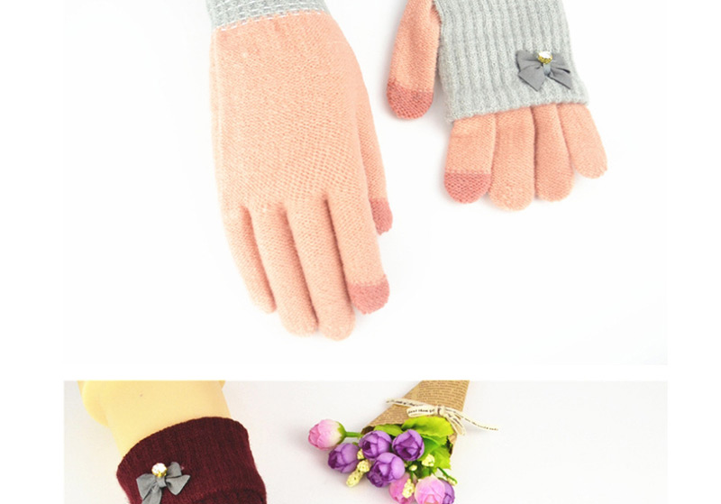 Fashion Light Gray Dark Blue Touch Screen Knit Gloves,Full Finger Gloves