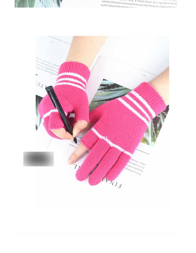 Fashion Rose Red Wool Dew Two-finger Gloves,Fingerless Gloves