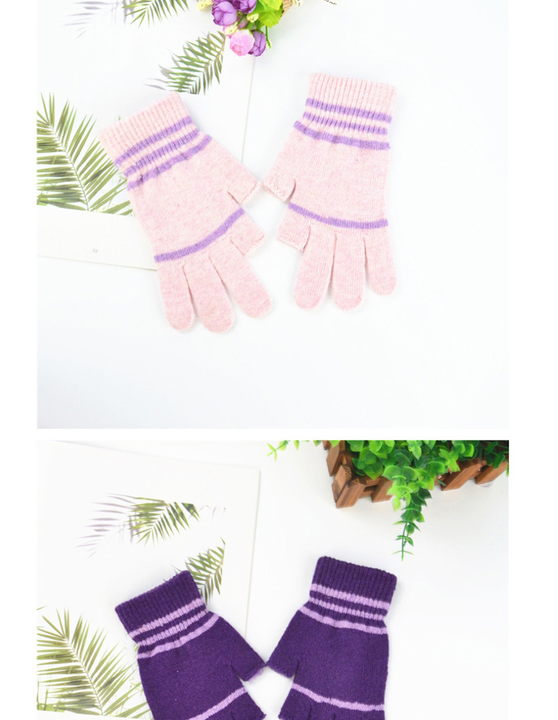 Fashion Pink Wool Dew Two-finger Gloves,Fingerless Gloves