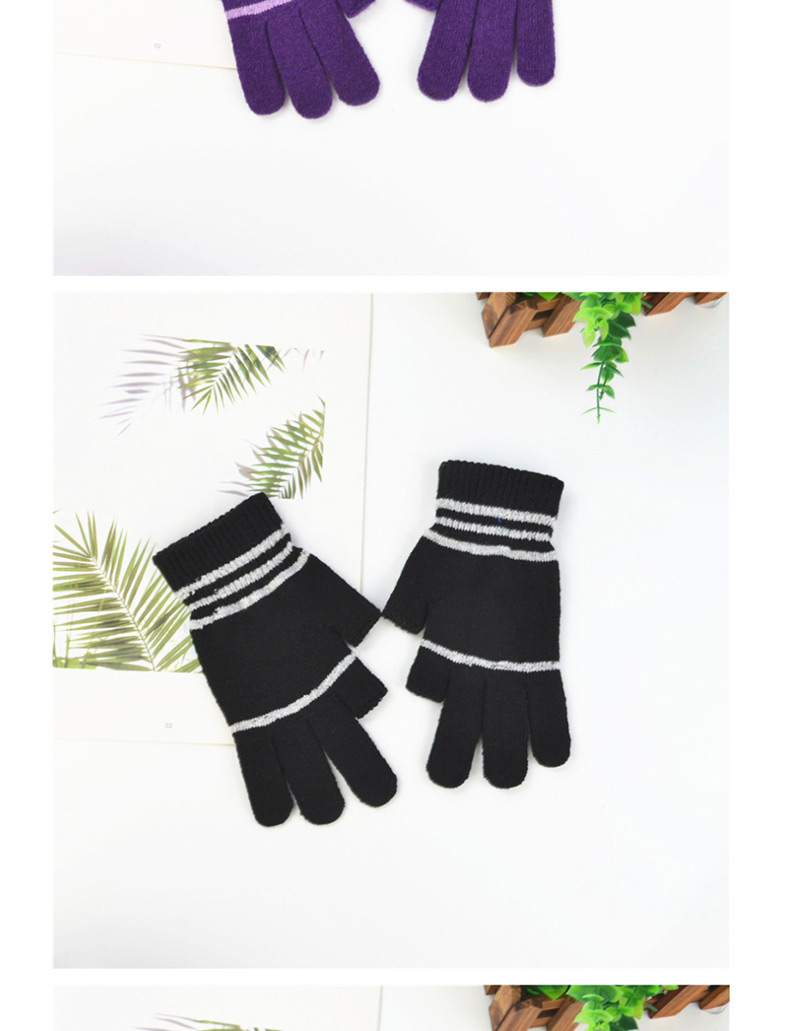 Fashion Gray Wool Dew Two-finger Gloves,Fingerless Gloves
