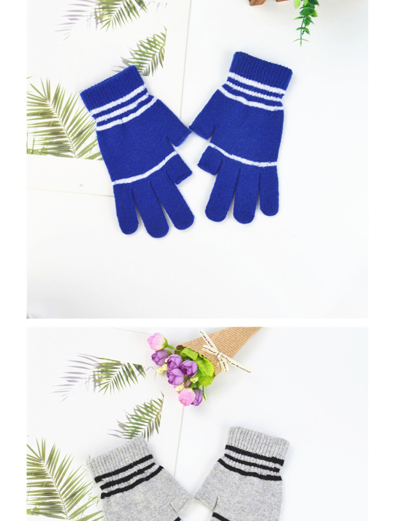 Fashion Blue Wool Dew Two-finger Gloves,Fingerless Gloves