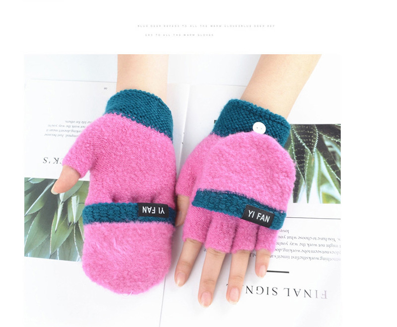 Fashion Black Letter Clap Color Matching Five-finger Gloves,Gloves