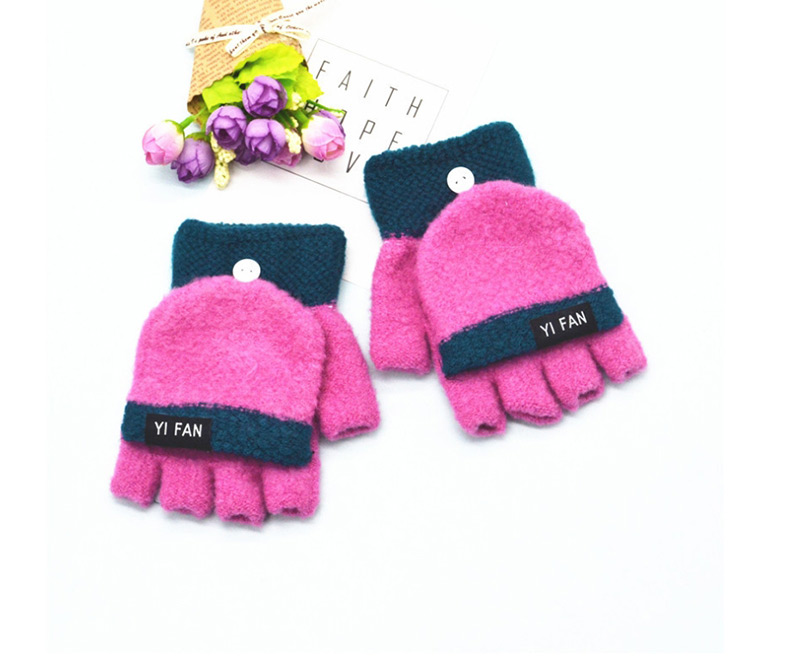 Fashion Pink Letter Clap Color Matching Five-finger Gloves,Gloves