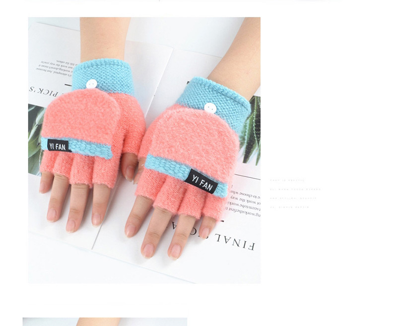 Fashion Pink Letter Clap Color Matching Five-finger Gloves,Gloves