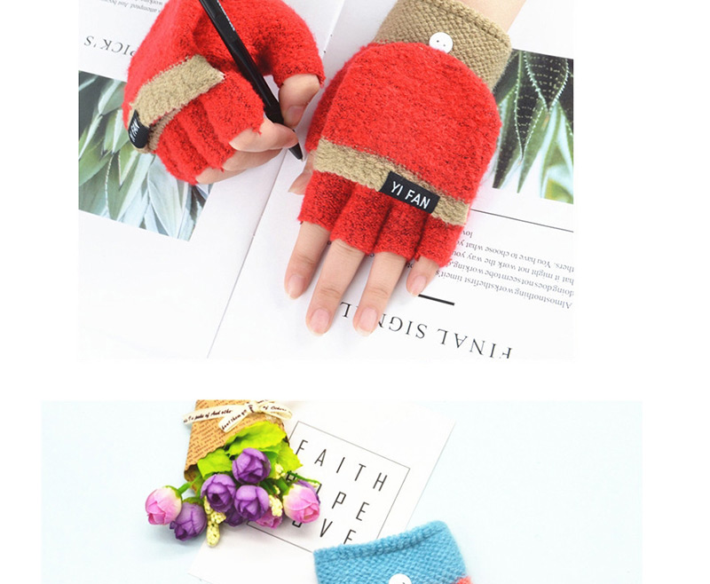 Fashion Red Letter Clap Color Matching Five-finger Gloves,Gloves