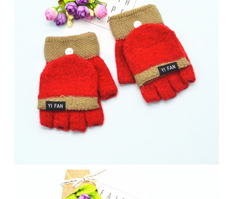 Fashion Rose Red Letter Clap Color Matching Five-finger Gloves,Gloves