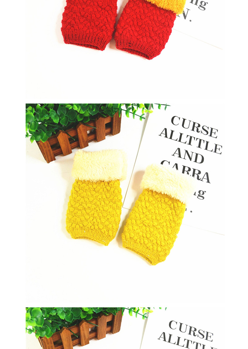 Fashion Yellow Plus Mouth And Velvet Half Finger Gloves,Fingerless Gloves