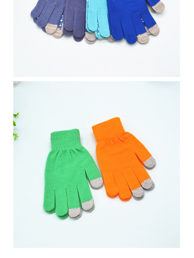 Fashion Green Touch Screen Single Layer Knitted Non-slip Rubber Gloves,Full Finger Gloves