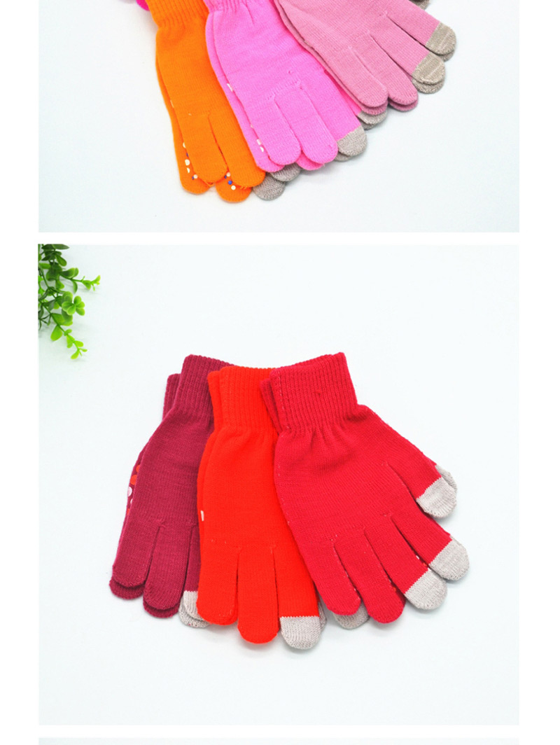 Fashion Red Touch Screen Single Layer Knitted Non-slip Rubber Gloves,Full Finger Gloves