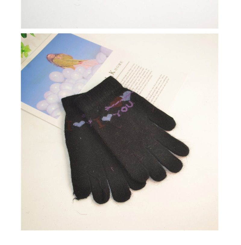 Fashion You- Red One Arrow Through The Heart Letter Wool And Velvet Knit Gloves,Full Finger Gloves