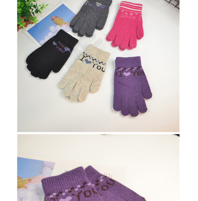 Fashion You- Red One Arrow Through The Heart Letter Wool And Velvet Knit Gloves,Full Finger Gloves