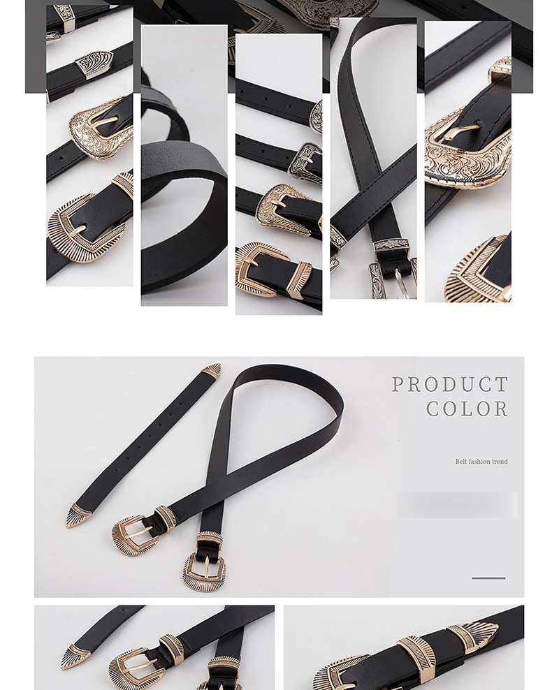 Fashion Black Width 2.3 Carved Double-ended Pin Buckle Belt,Wide belts