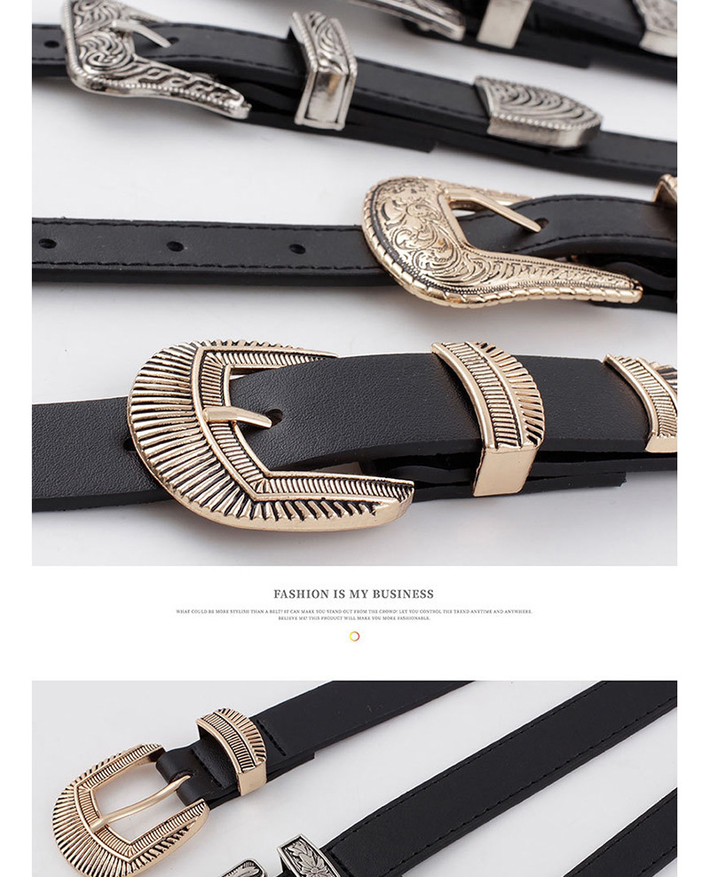 Fashion Black Wide 1.8 Carved Double-ended Pin Buckle Belt,Wide belts