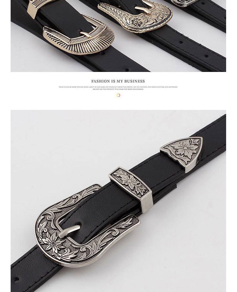 Fashion Black Wide 1.8 Carved Double-ended Pin Buckle Belt,Wide belts