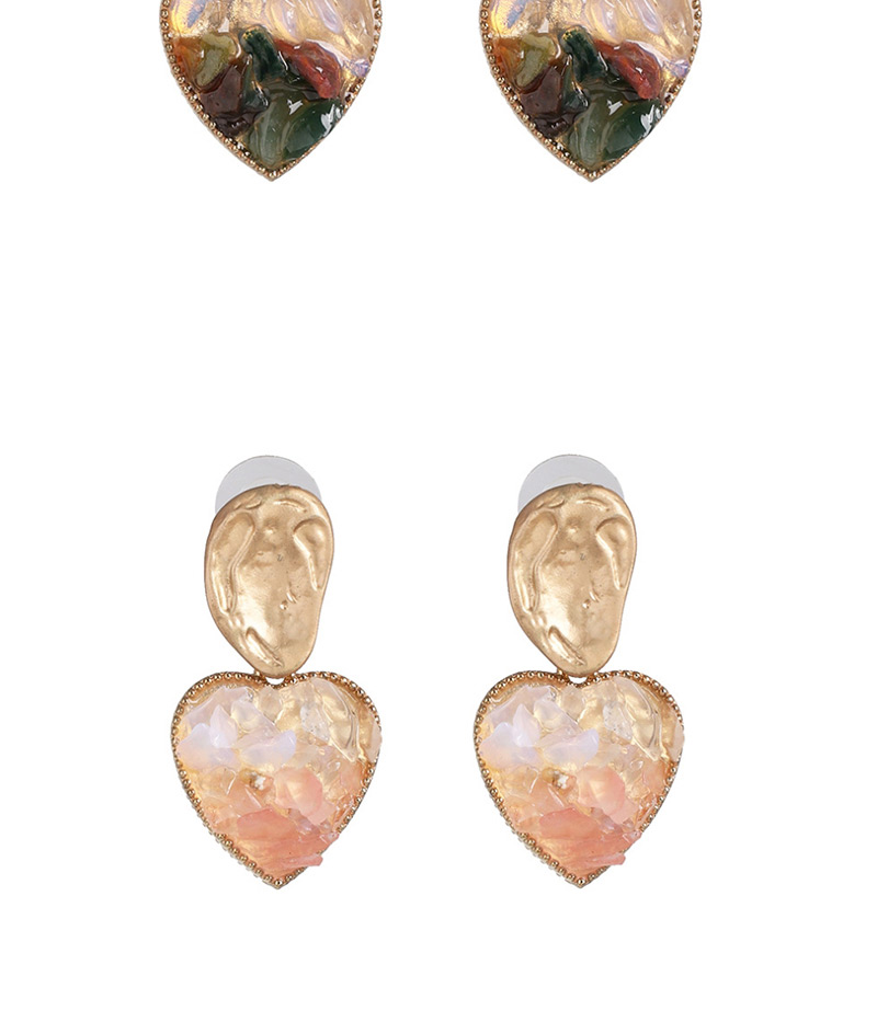Fashion Pink Natural Stone Alloy Love Earrings,Drop Earrings