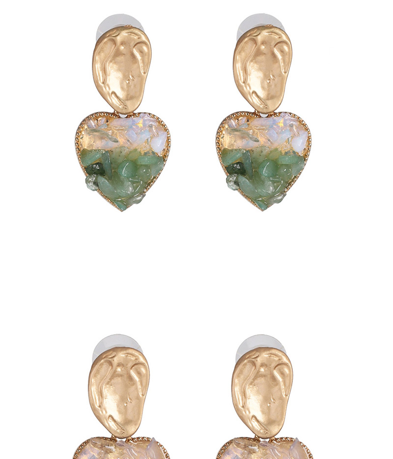 Fashion Green Natural Stone Alloy Love Earrings,Drop Earrings