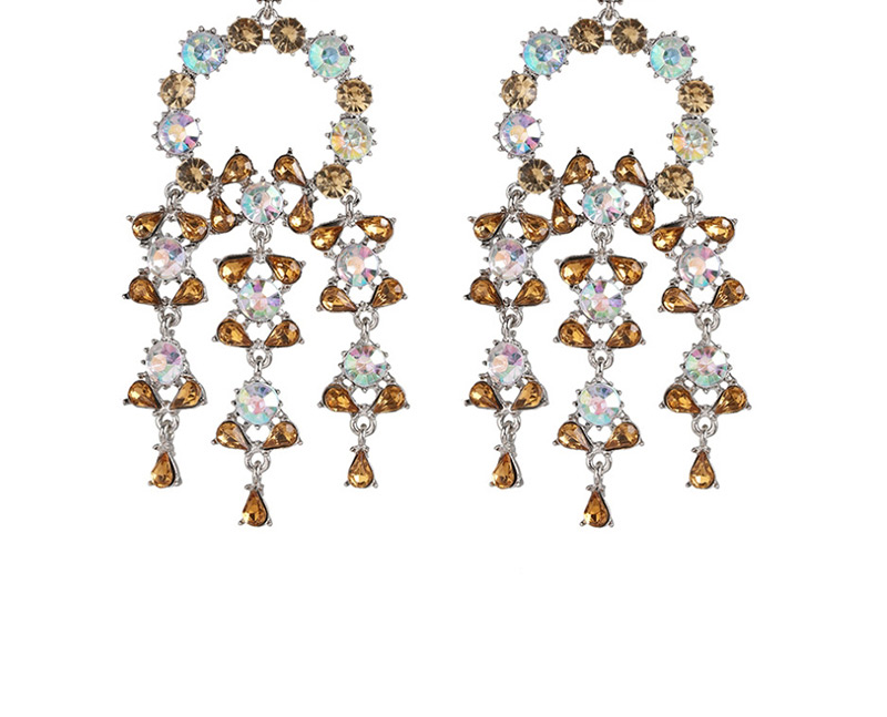 Fashion Brown Geometric Diamond Stud Earrings,Drop Earrings
