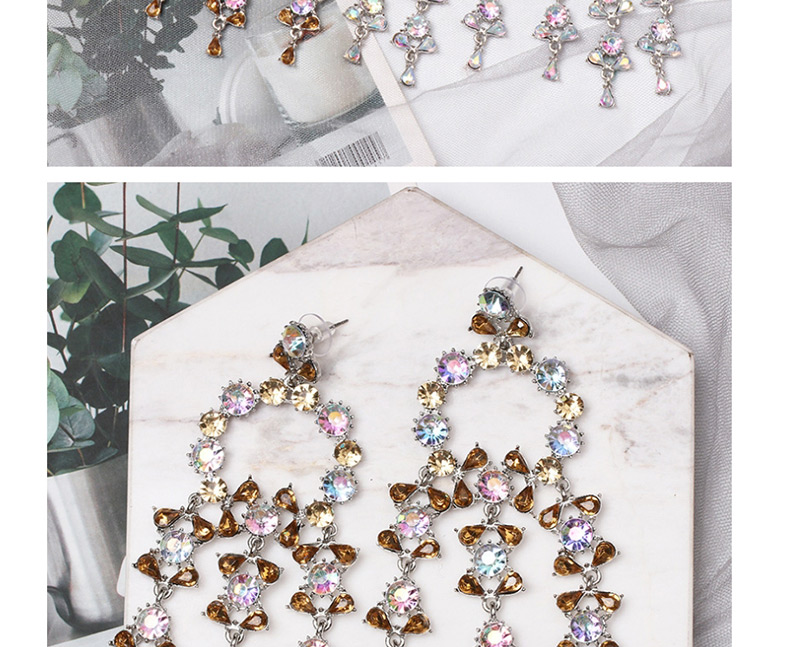 Fashion Brown Geometric Diamond Stud Earrings,Drop Earrings