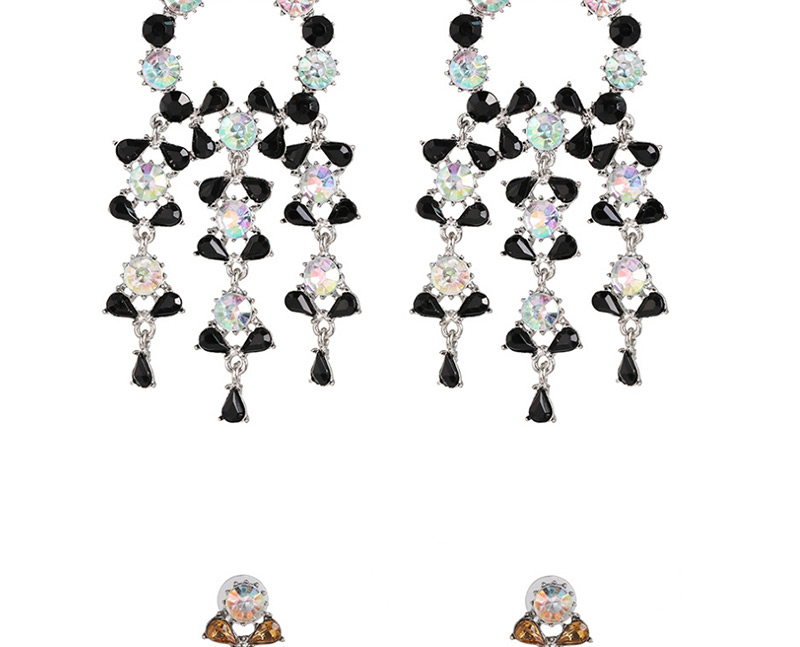 Fashion Black Geometric Diamond Stud Earrings,Drop Earrings