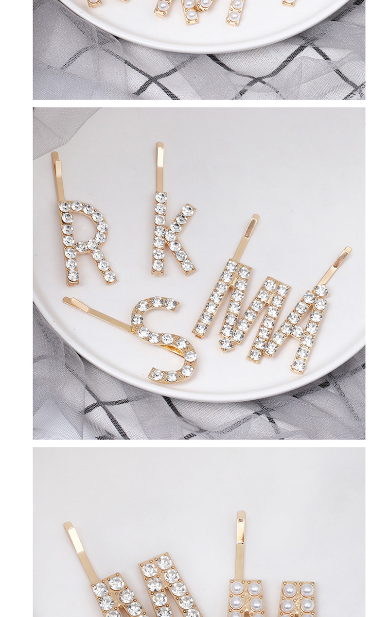 Fashion R Rhinestone Diamond Letter Hairpin,Hairpins