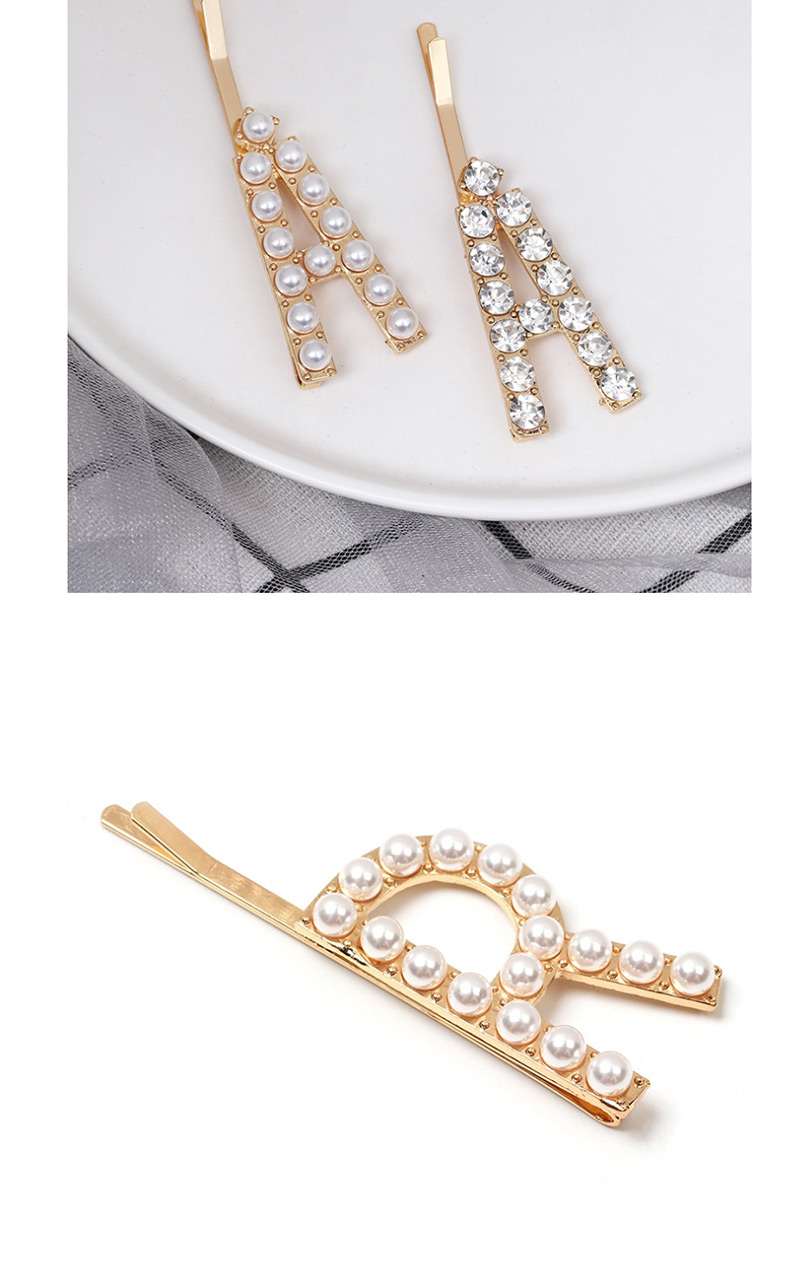 Fashion S Pearl Diamond Letter Hairpin,Hairpins