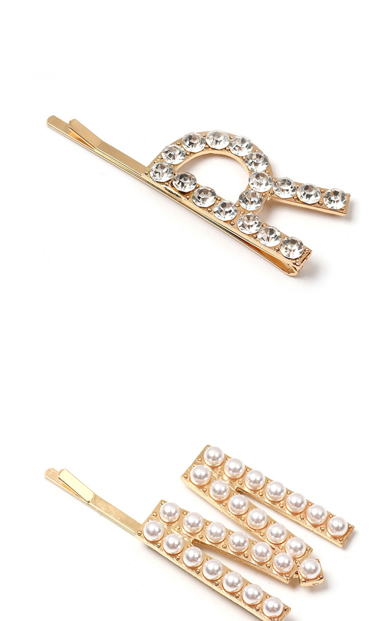 Fashion K Pearl Diamond Letter Hairpin,Hairpins