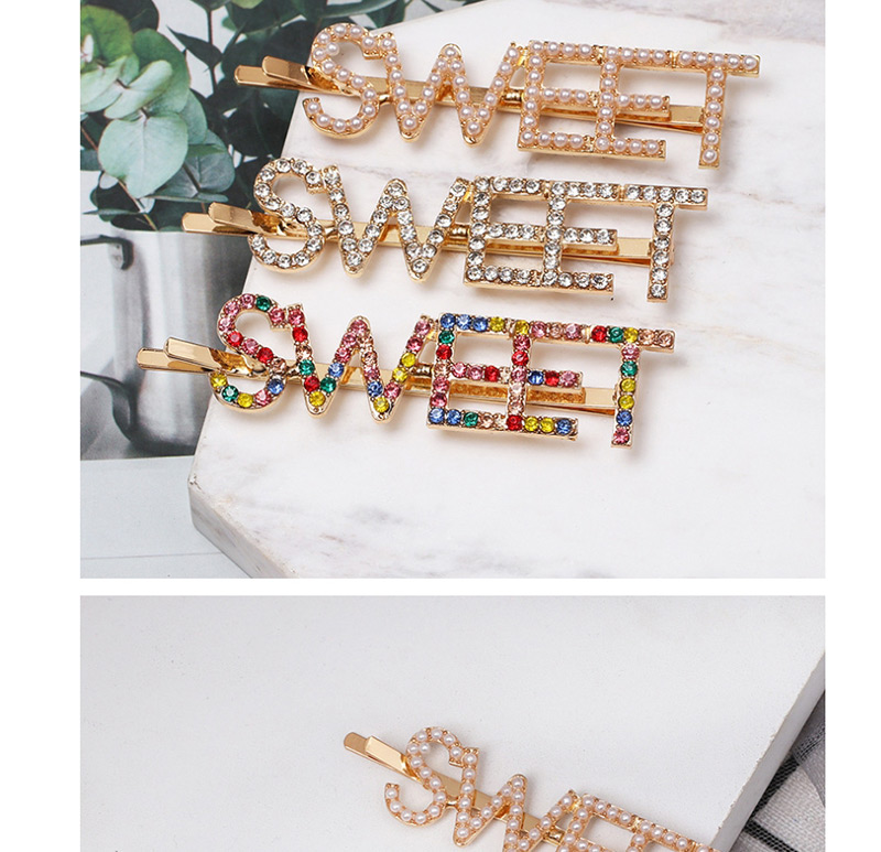 Fashion Spicy Pearl Diamond Letter Hairpin,Hairpins
