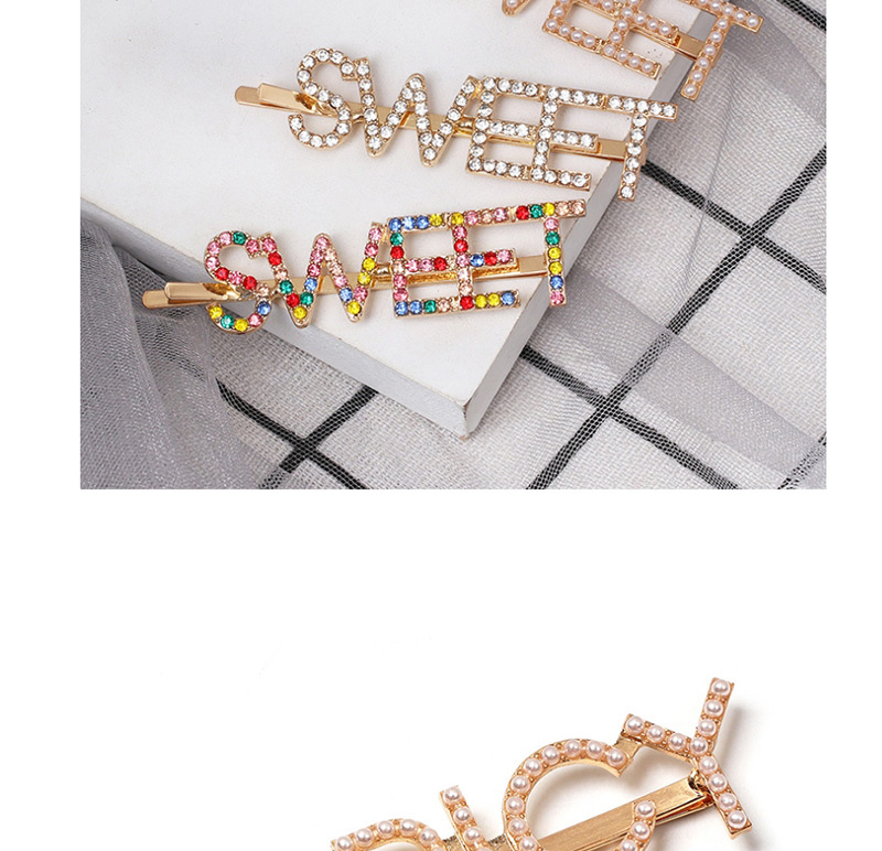 Fashion Sweet Color Diamond Letter Hairpin,Hairpins