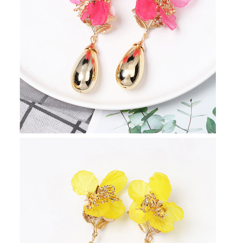 Fashion Orange Acrylic Flower Alloy Drop Earrings,Drop Earrings