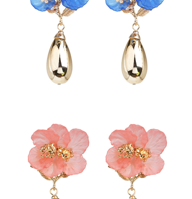 Fashion Blue Acrylic Flower Alloy Drop Earrings,Drop Earrings