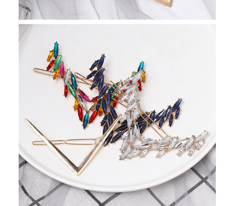 Fashion Gold Diamond Letter V-shaped Hair Clip,Hairpins