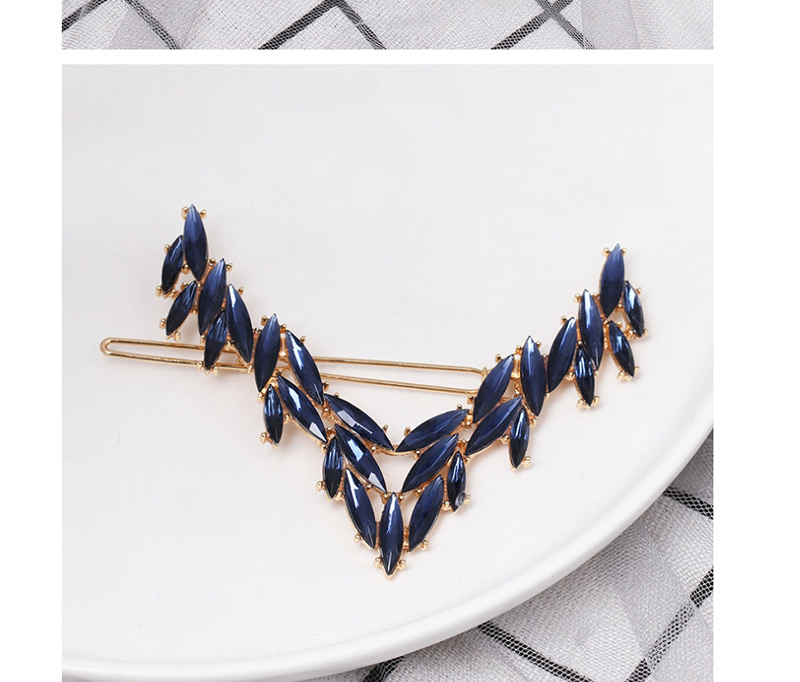 Fashion Blue Diamond Letter V-shaped Hair Clip,Hairpins