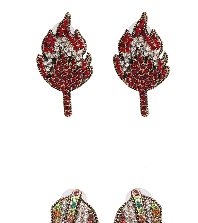 Fashion Red Leaf Stud Earrings,Stud Earrings